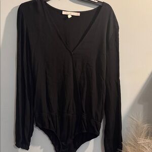 Lovers + Friends Black V-Neck Long Sleeve Bodysuit